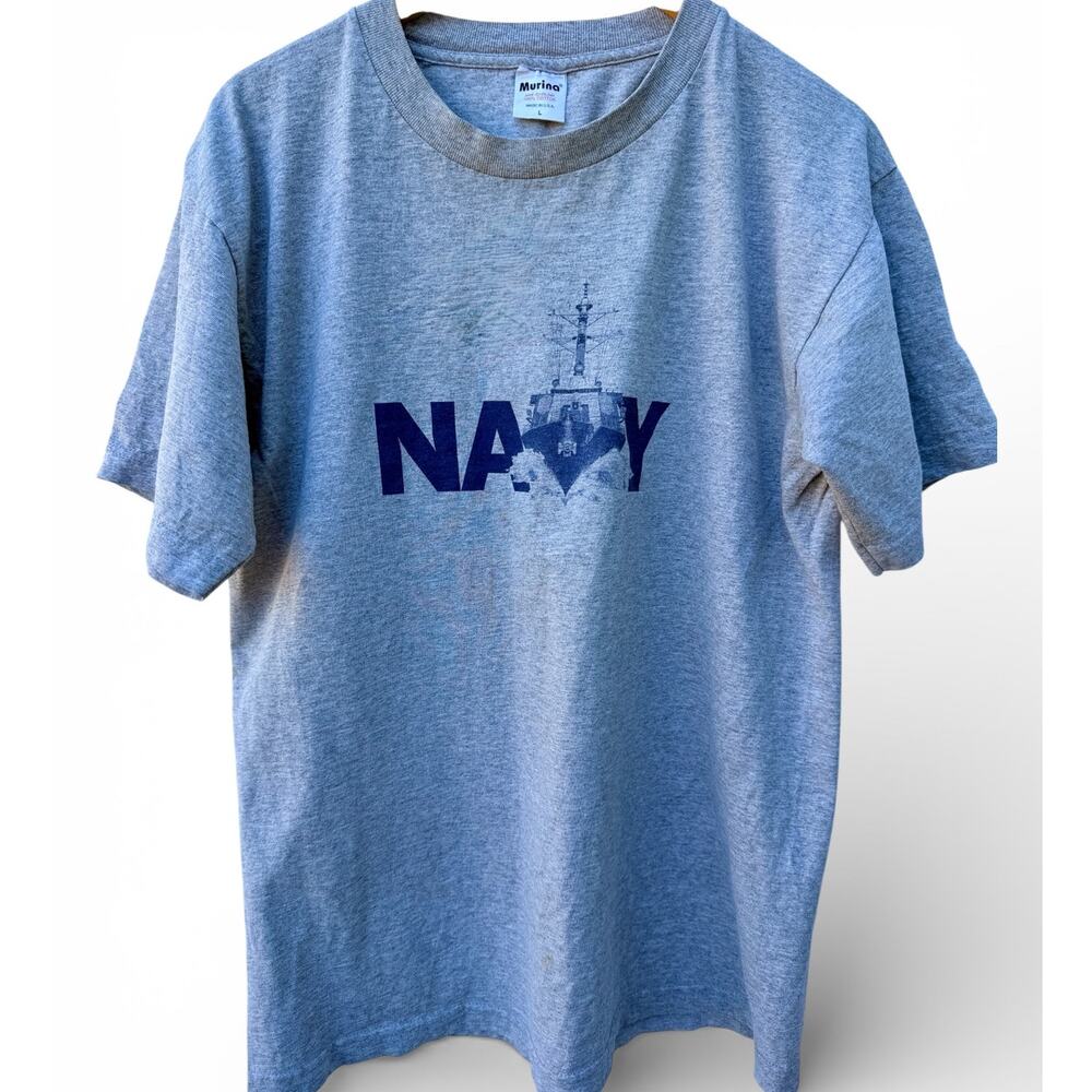 Murina T Shirt Mens Large Gray Navy Double Sided Graphic Vintage